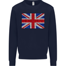 Mosaic Union Jack Flag Great Britain UK Kids Sweatshirt Jumper Navy Blue