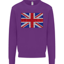 Mosaic Union Jack Flag Great Britain UK Kids Sweatshirt Jumper Purple