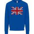 Mosaic Union Jack Flag Great Britain UK Kids Sweatshirt Jumper Royal Blue