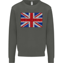 Mosaic Union Jack Flag Great Britain UK Kids Sweatshirt Jumper Storm Grey