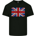Mosaic Union Jack Flag Great Britain UK Kids T-Shirt Childrens Black