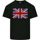 Mosaic Union Jack Flag Great Britain UK Kids T-Shirt Childrens Black