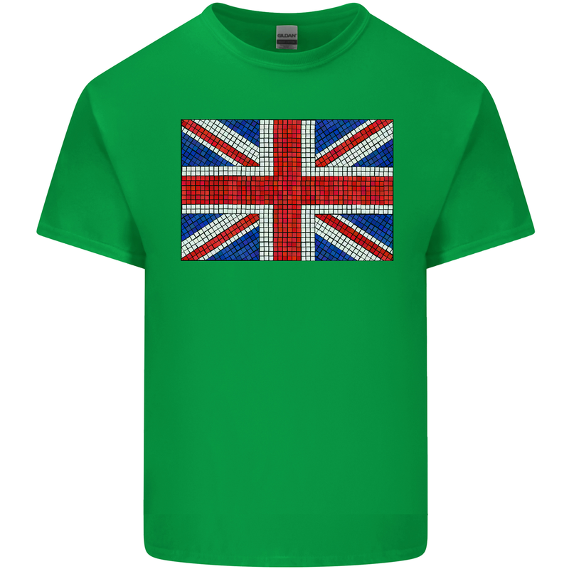 Mosaic Union Jack Flag Great Britain UK Kids T-Shirt Childrens Irish Green