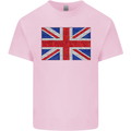 Mosaic Union Jack Flag Great Britain UK Kids T-Shirt Childrens Light Pink