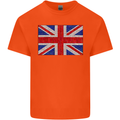 Mosaic Union Jack Flag Great Britain UK Kids T-Shirt Childrens Orange