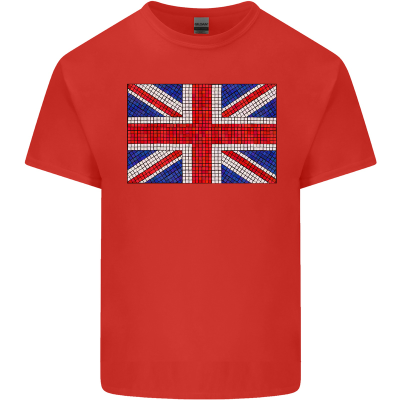 Mosaic Union Jack Flag Great Britain UK Kids T-Shirt Childrens Red