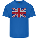 Mosaic Union Jack Flag Great Britain UK Kids T-Shirt Childrens Royal Blue