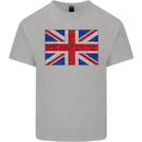 Mosaic Union Jack Flag Great Britain UK Kids T-Shirt Childrens Sports Grey