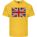 Mosaic Union Jack Flag Great Britain UK Kids T-Shirt Childrens Yellow