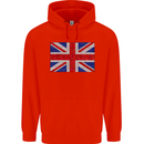 Mosaic Union Jack Flag Great Britain UK Mens 80% Cotton Hoodie Bright Red