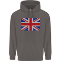 Mosaic Union Jack Flag Great Britain UK Mens 80% Cotton Hoodie Charcoal