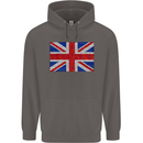 Mosaic Union Jack Flag Great Britain UK Mens 80% Cotton Hoodie Charcoal