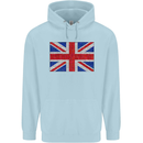 Mosaic Union Jack Flag Great Britain UK Mens 80% Cotton Hoodie Light Blue
