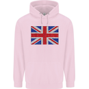 Mosaic Union Jack Flag Great Britain UK Mens 80% Cotton Hoodie Light Pink