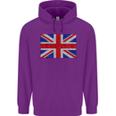 Mosaic Union Jack Flag Great Britain UK Mens 80% Cotton Hoodie Purple