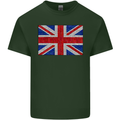 Mosaic Union Jack Flag Great Britain UK Mens Cotton T-Shirt Tee Top Forest Green