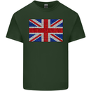 Mosaic Union Jack Flag Great Britain UK Mens Cotton T-Shirt Tee Top Forest Green