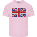 Mosaic Union Jack Flag Great Britain UK Mens Cotton T-Shirt Tee Top Light Pink