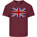 Mosaic Union Jack Flag Great Britain UK Mens Cotton T-Shirt Tee Top Maroon