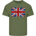 Mosaic Union Jack Flag Great Britain UK Mens Cotton T-Shirt Tee Top Military Green