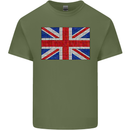 Mosaic Union Jack Flag Great Britain UK Mens Cotton T-Shirt Tee Top Military Green