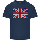 Mosaic Union Jack Flag Great Britain UK Mens Cotton T-Shirt Tee Top Navy Blue