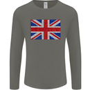 Mosaic Union Jack Flag Great Britain UK Mens Long Sleeve T-Shirt Charcoal