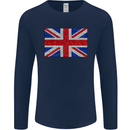 Mosaic Union Jack Flag Great Britain UK Mens Long Sleeve T-Shirt Navy Blue