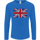 Mosaic Union Jack Flag Great Britain UK Mens Long Sleeve T-Shirt Royal Blue