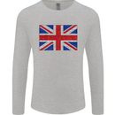 Mosaic Union Jack Flag Great Britain UK Mens Long Sleeve T-Shirt Sports Grey