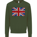Mosaic Union Jack Flag Great Britain UK Mens Sweatshirt Jumper Forest Green