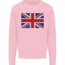 Mosaic Union Jack Flag Great Britain UK Mens Sweatshirt Jumper Light Pink