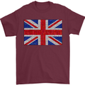 Mosaic Union Jack Flag Great Britain UK Mens T-Shirt 100% Cotton Maroon
