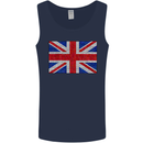 Mosaic Union Jack Flag Great Britain UK Mens Vest Tank Top Navy Blue