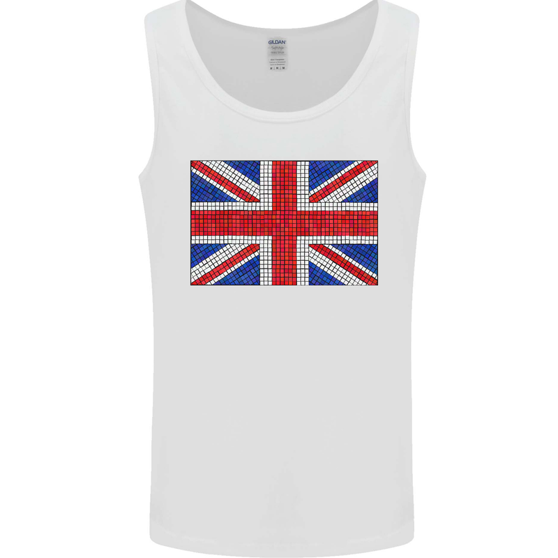 Mosaic Union Jack Flag Great Britain UK Mens Vest Tank Top White