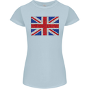 Mosaic Union Jack Flag Great Britain UK Womens Petite Cut T-Shirt Light Blue