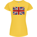 Mosaic Union Jack Flag Great Britain UK Womens Petite Cut T-Shirt Yellow