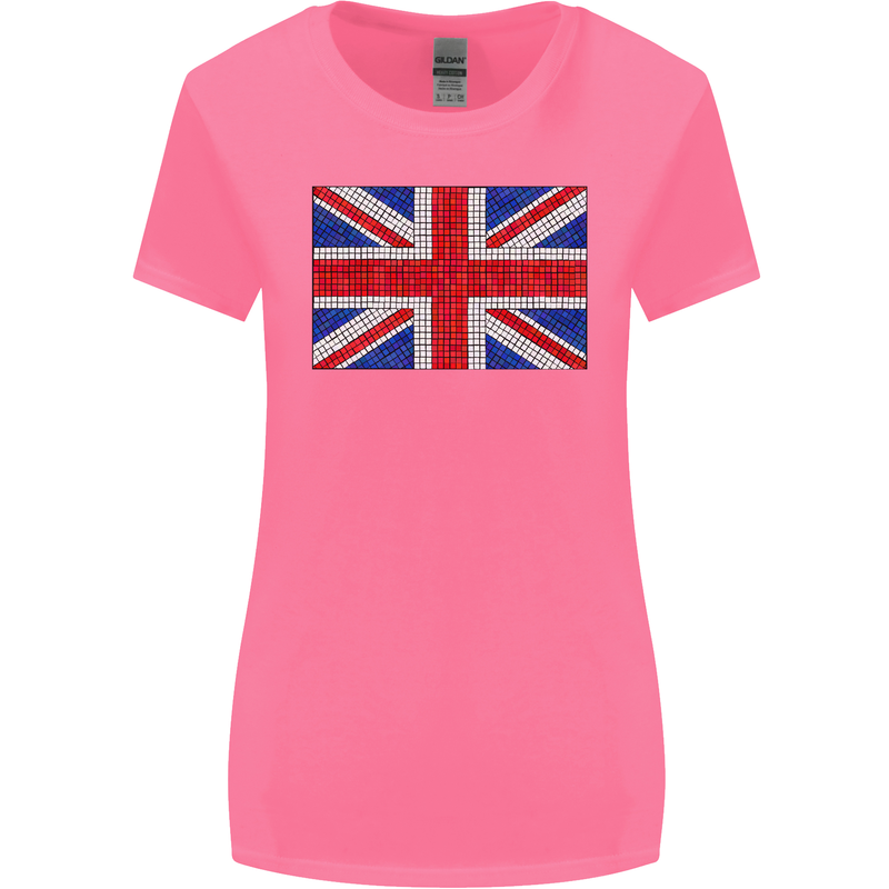 Mosaic Union Jack Flag Great Britain UK Womens Wider Cut T-Shirt Azalea