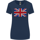 Mosaic Union Jack Flag Great Britain UK Womens Wider Cut T-Shirt Navy Blue
