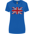 Mosaic Union Jack Flag Great Britain UK Womens Wider Cut T-Shirt Royal Blue