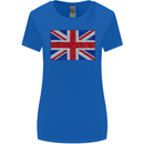 Mosaic Union Jack Flag Great Britain UK Womens Wider Cut T-Shirt Royal Blue