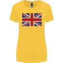 Mosaic Union Jack Flag Great Britain UK Womens Wider Cut T-Shirt Yellow