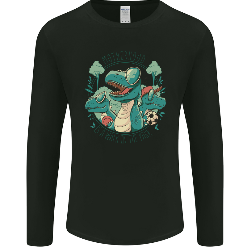Motherhood Funny Dinosaur Mothers Day Mens Long Sleeve T-Shirt Black