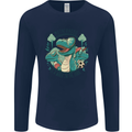Motherhood Funny Dinosaur Mothers Day Mens Long Sleeve T-Shirt Navy Blue