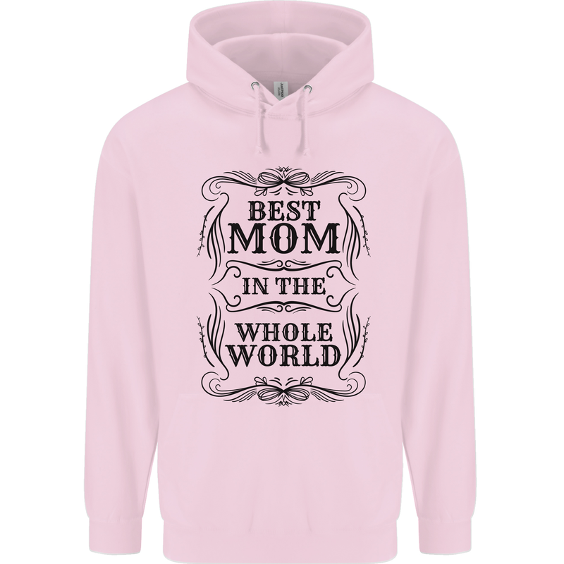 Mothers Day Best Mom in the World Childrens Kids Hoodie Light Pink