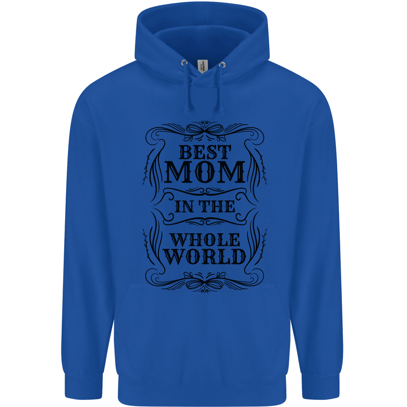 Mothers Day Best Mom in the World Childrens Kids Hoodie Royal Blue