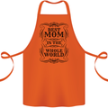 Mothers Day Best Mom in the World Cotton Apron 100% Organic Orange