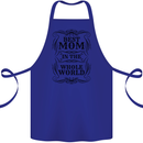 Mothers Day Best Mom in the World Cotton Apron 100% Organic Royal Blue