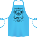 Mothers Day Best Mom in the World Cotton Apron 100% Organic Turquoise