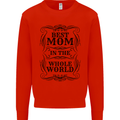 Mothers Day Best Mom in the World Kids Sweatshirt Jumper Bright Red